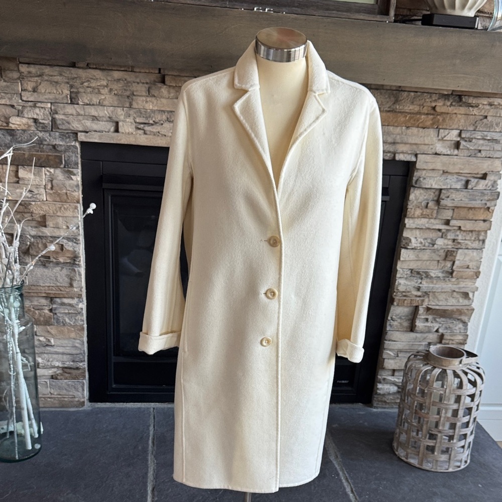 GAP Women's Cream Wool Trench Coat - Picture 3 of 13